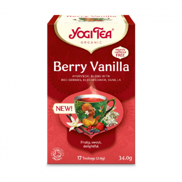 Ceai bio cu fructe de padure si vanilie, 17 pliculete a 2g,34,0g Yogi Tea Ceai bio cu fructe de padure si vanilie, 17 pliculete a 2g,34,0g Yogi Tea