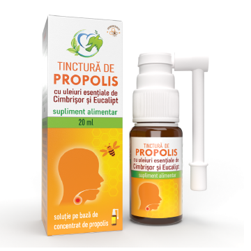 Tinctura de propolis cu uleiuri esentiale de cimbrisor si eucalipt, 20 ml, Justin Pharma Tinctura de propolis cu uleiuri esentiale de cimbrisor si eucalipt, 20 ml, Justin Pharma