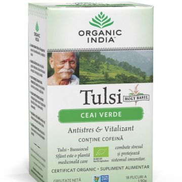 Ceai Verde Tulsi, Antistres & Vitalizant 18pl ECO| Organic India