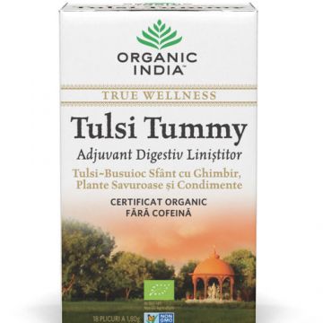 Ceai Digestiv Tulsi Tummy cu Ghimbir 18 pl ECO| Organic India