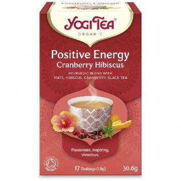 Ceai cu Merisor si hibiscus, Energie Pozitiva, 17 plicuri, Yogi Tea