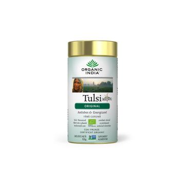 Ceai Tulsi (Busuioc Sfant) Original - Antistres Natural & Energizant, eco, 100 gr, Organic India