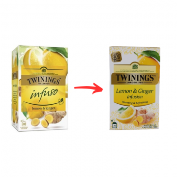 Twinings Lemon Ginger Infusion ceai infuzie cu lamaie si ghimbir 20 plicuri